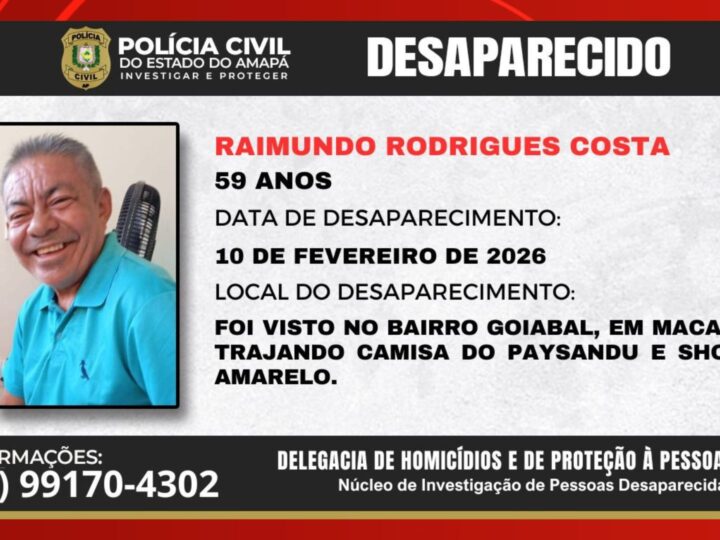 Paciente desaparecido Após fuga de comunidade terapêutica no Amapá