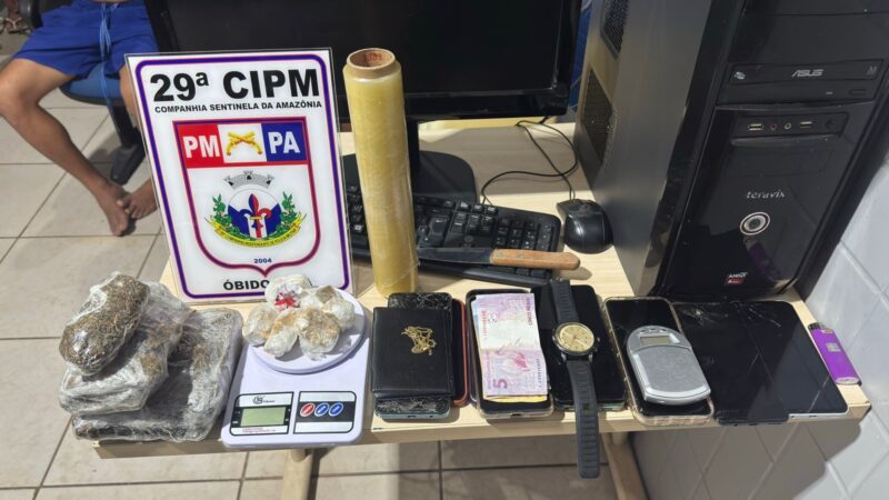 PM apreende 1 kg de drogas em operação noturna em Óbidos