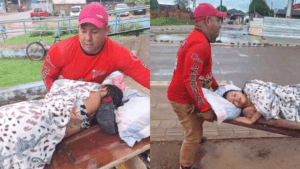 Família transporta jovem ferida em porta após espera por ambulância em Porto Velho