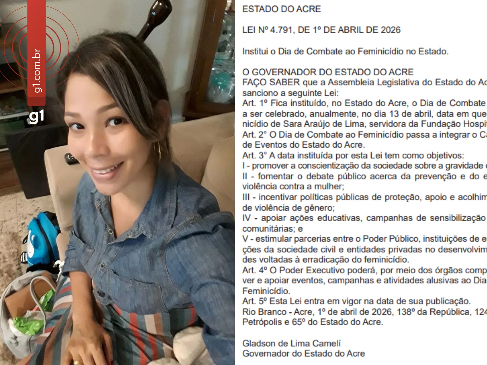 Acre Institui Dia de Combate ao Feminicídio em Homenagem a Sara Araújo de Lima