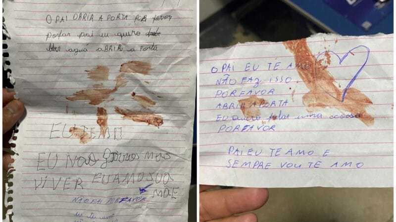 Menina de 9 anos pede socorro em bilhete após ser trancada pelo pai em Roraima