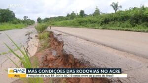 Acre ocupa 3ª posição em ranking de rodovias, mas apresenta leve melhora