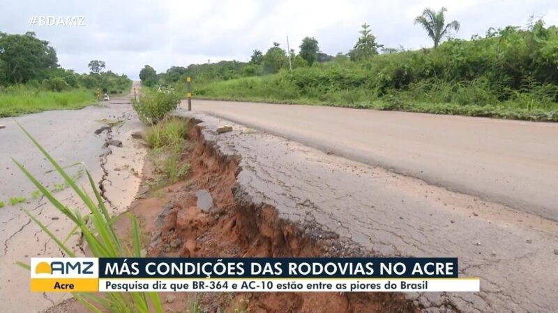 Acre ocupa 3ª posição em ranking de rodovias, mas apresenta leve melhora