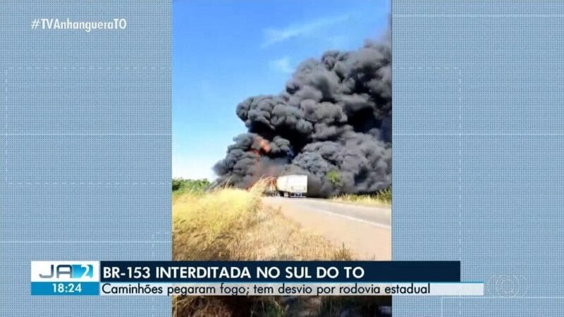 Tragédia na BR-153: Acidente entre caminhões resulta em vítima carbonizada em Crixás do Tocantins
