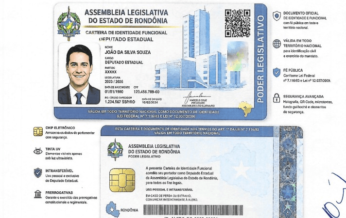ALE-RO Implementa Carteira de Identidade Funcional com Chip e QR Code para Deputados Estaduais