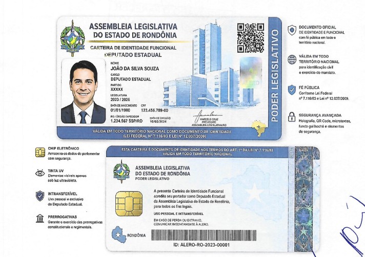 ALE-RO Implementa Carteira de Identidade Funcional com Chip e QR Code para Deputados Estaduais