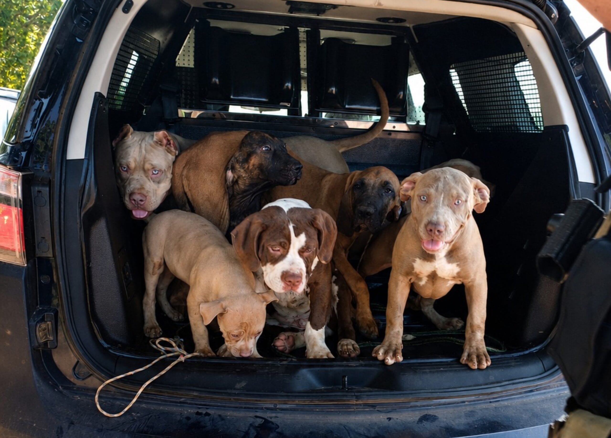 Sete cães são salvos em operação da PRF após serem encontrados em carro sem água