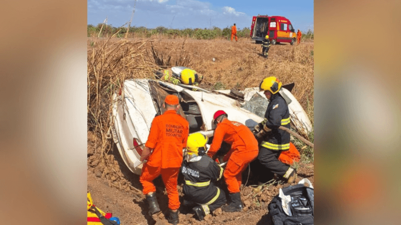 Tragédia na TO-455: Dois mortos e três feridos em capotamento de veículo