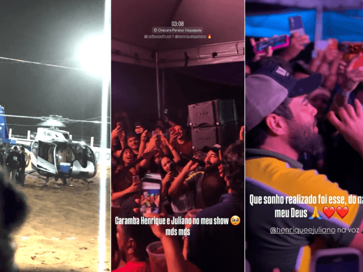 Henrique e Juliano Chegam de Helicóptero em Cavalgada em Porto Nacional