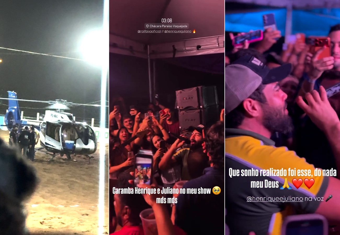 Henrique e Juliano Chegam de Helicóptero em Cavalgada em Porto Nacional